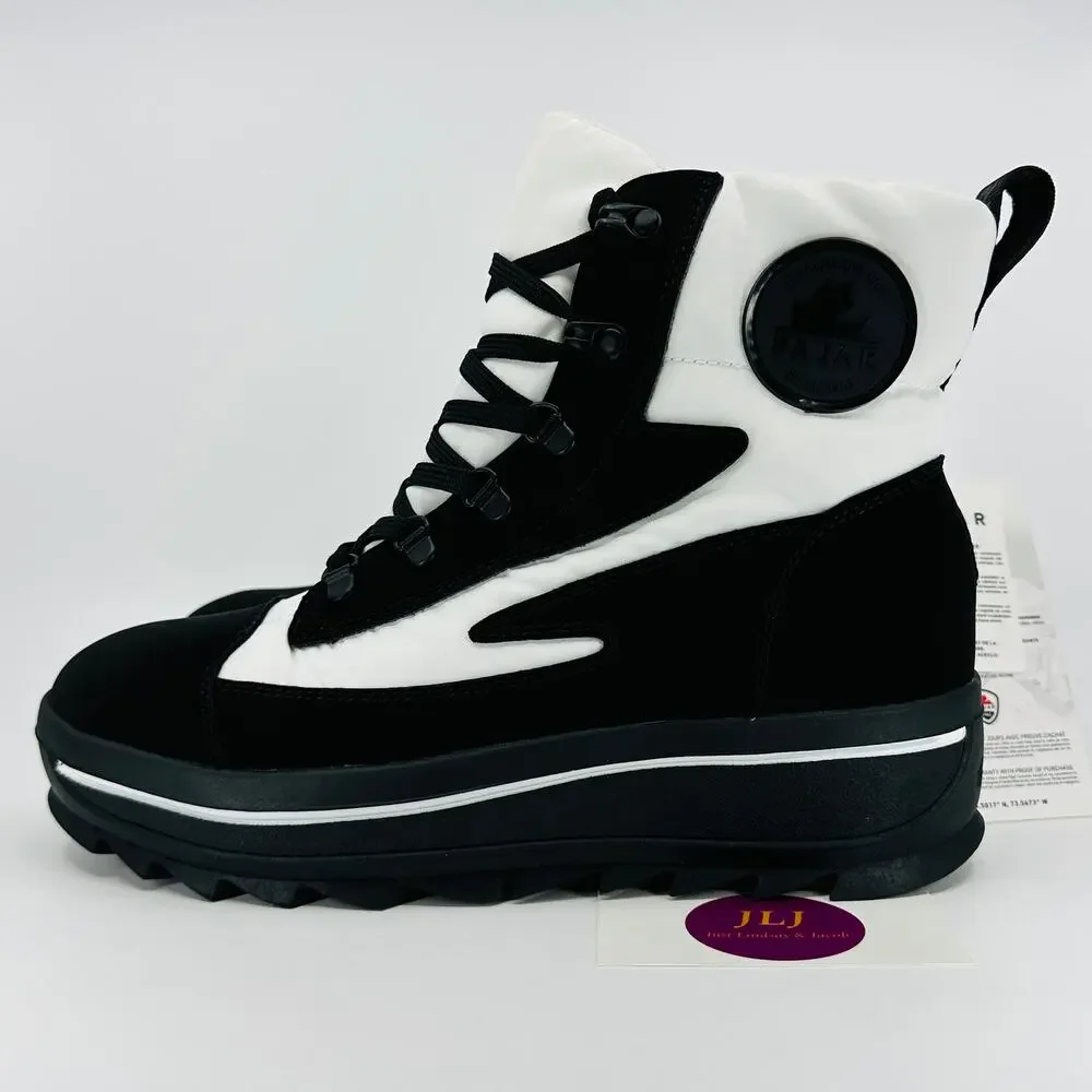 Pajar Women's Talya Color Block Lace Up Winter Snow Boots White/Black Size 9